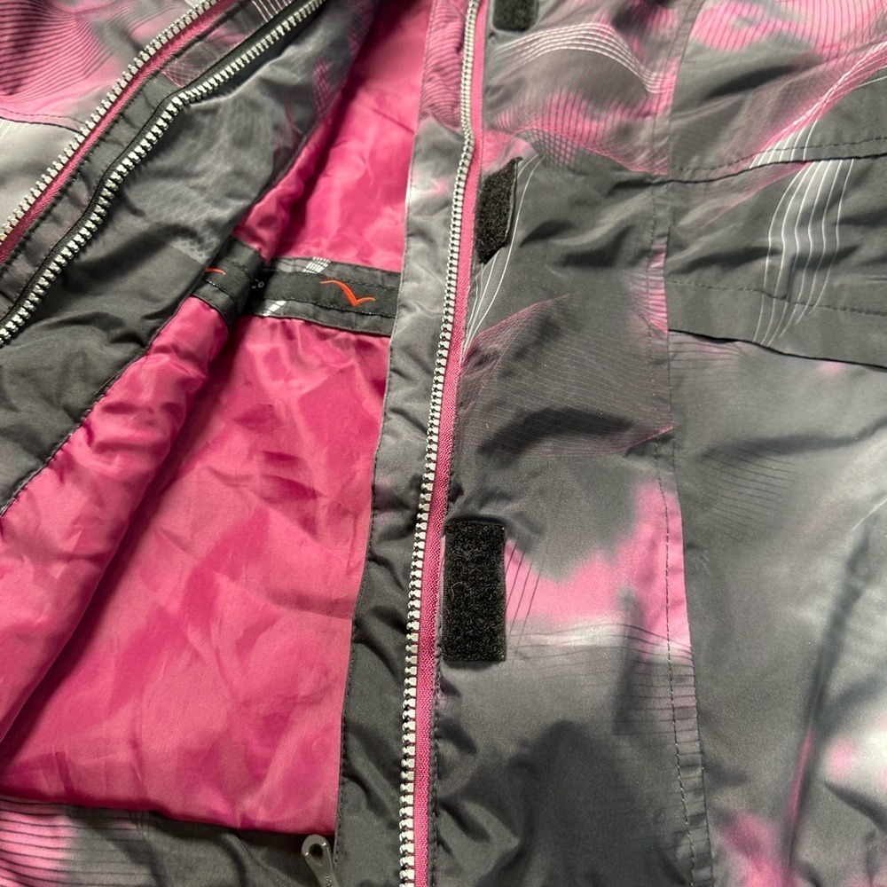 Hawke & Co Women's Medium Sport Outerwear Black Pink Geometric Print Hooded Coat - Picture 9 of 15